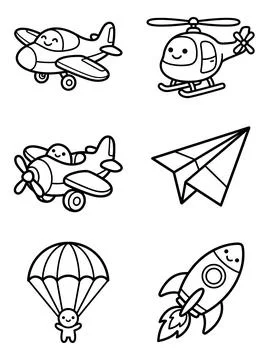 Air transport set vector illustration featuring airplane helicopter Stock Illustration