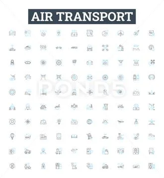 Air transport vector line icons set. Aviation, Airlines, Airway ...