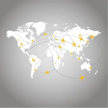 Air travel map Stock Illustration