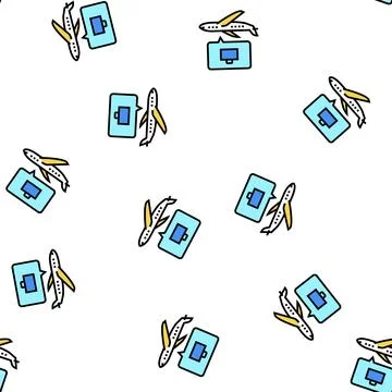 Air travelling and working vector seamless pattern Stock Illustration