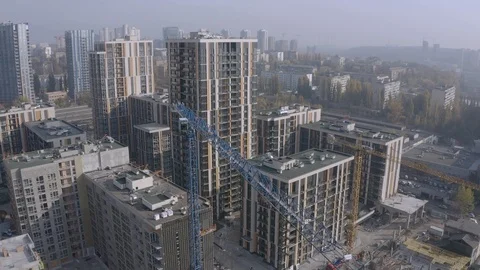 Air view of building crane in a big city Video stock 118720310