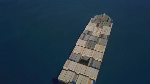 Air view of a cargo ship in the Persian Gulf off the coast of Saudi Arabia Stock Footage 106944958