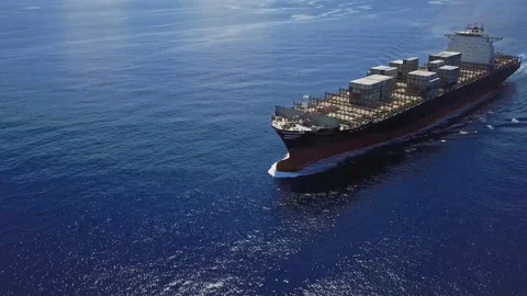 Air view of a cargo ship in the Persian Gulf off the coast of Saudi Arabia 스톡 동영상 106945700