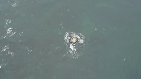 Air view of a lighthouse in the town of Pomorie-not editing,4 Vídeo Stock 100129201