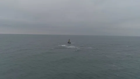 Air view of a lighthouse in the town of Pomorie-not editing,4 Видео 100129381