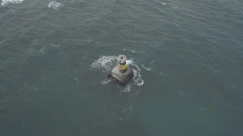 Air view of a lighthouse in the town of Pomorie-not editing,4 Stock Footage 100129405
