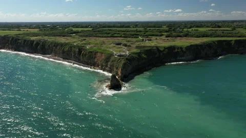 Air view of The "pointe du Hoc" France Stock Footage 208856828