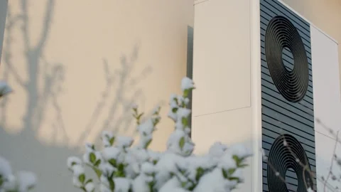 Air to water heat pump system for space heating and domestic hot water prod.. Stock Footage 334594041