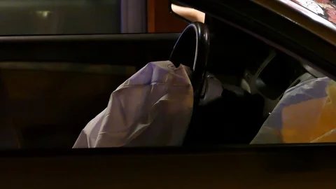 Airbag deployed after a crash Stock-Footage 95735384
