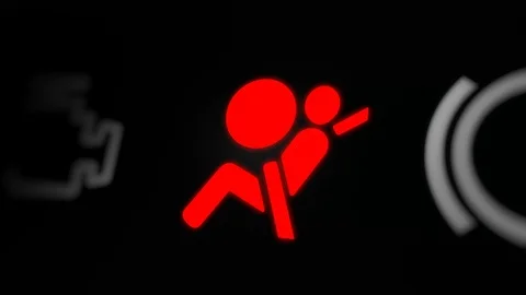 Airbag Warning Light on Car Dashboard Stock Footage 124448980