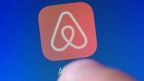 Airbnb App Icon Launching On Smartphone Screen Stock Footage