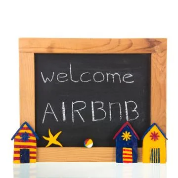 Airbnb on blackboard Stock Photos