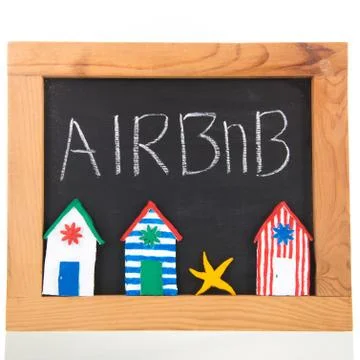 Airbnb on blackboard Stock Photos