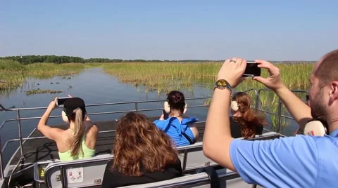 Airboat Passengers  Stock Footage 49462345