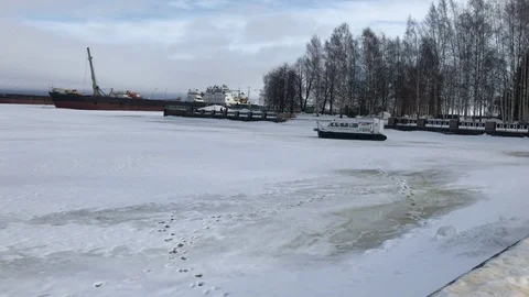 Airboats on ice Stock Footage 103644128