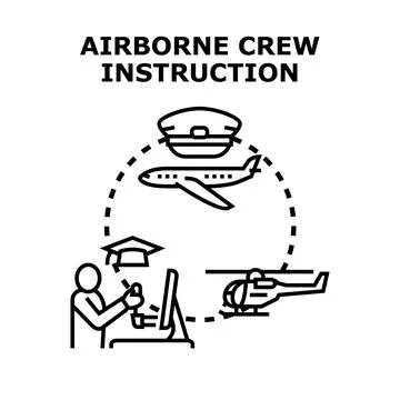 Airborne crew instruction and flight training concept Illustrazione stock