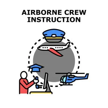 Airborne crew instruction and flight training concept Illustrazione stock
