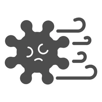 Airborne spreading bacteria solid icon. Coronavirus spread with air symbol Stock Illustration