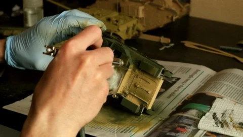 Airbrush military model Stock Footage 88776699