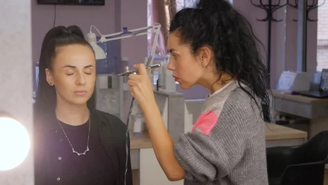 Airbrush professional makeup Stock Footage 115063537