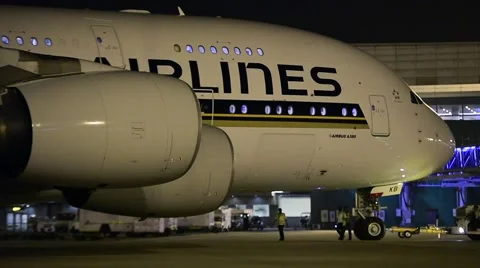 Airbus 380 Push-back Stock Footage 50635426