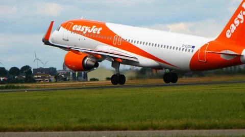 Airbus A320 easyJet takes off Stock Footage 111280875