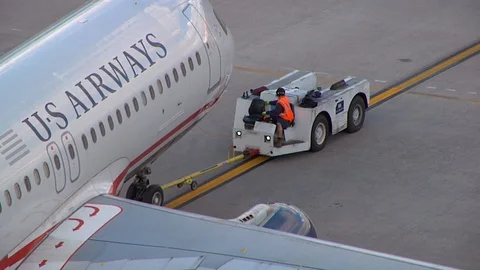 Airbus A320 Tow Stock Footage 92369774