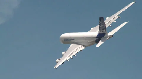Airbus A380 Very Tight Turn After Takeoff Stock Footage 30418529