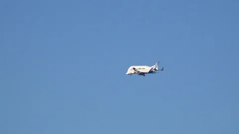Airbus beluga Manchester UK 4K Stockbeeldmateriaal 122285553