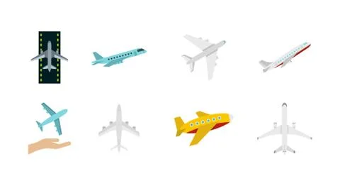 Airbus icon set, flat style Stock Illustration