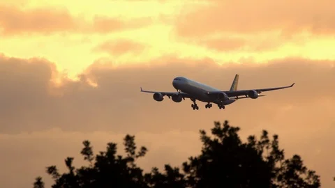 Airbus lands at sunset Video stock 103204344