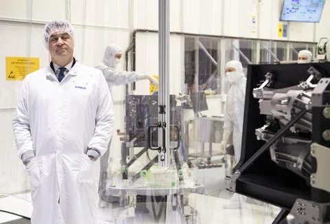 Airbus modernizes solar array production for satellites, Taufkirchen, Germany -  写真素材