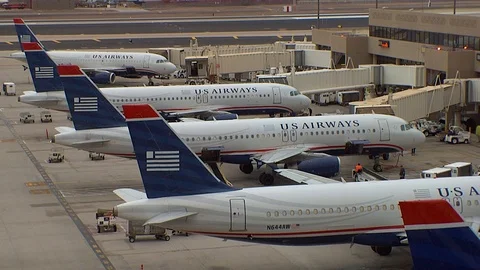 Airbus Planes at Gate Stock Footage 92287801