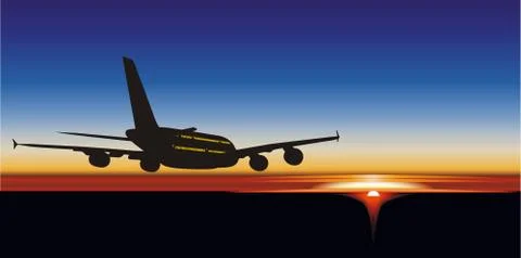 Airbus at sunrise Stock Illustration