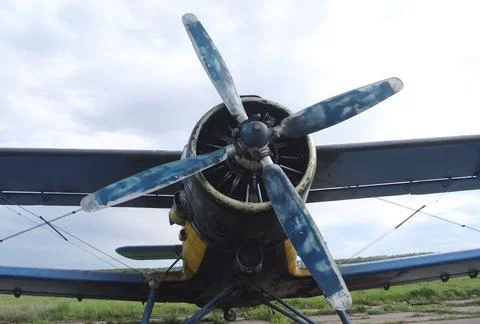 Aircraft AN-2, front view close--1. Stock Photos