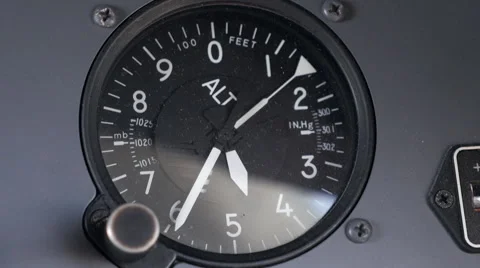 Aircraft Altimeter, Altitude Dropping Quickly in Moving Turbulent  Jet Airplane Stock Footage 53336233