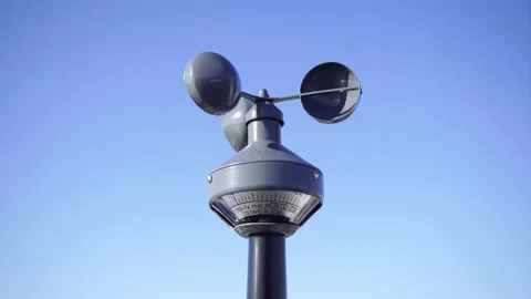 Aircraft Anemometer Handheld Induction On Blue Sky Background. Stock Footage 233970022