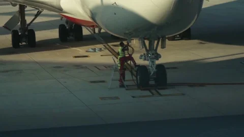 Aircraft on the apron Stock Footage 75761748