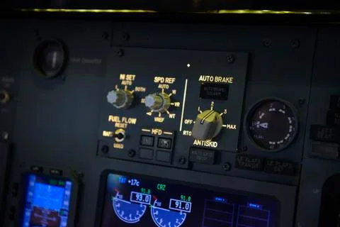 Aircraft auto brake panel Stock Photos