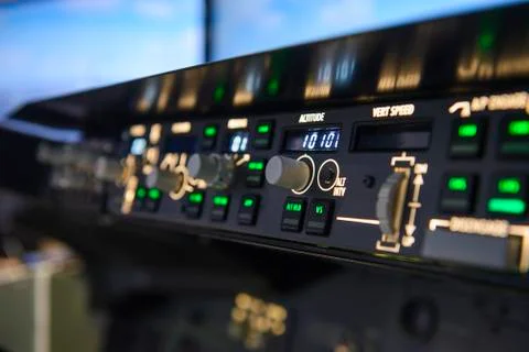 Aircraft autopilot altitude controls panel display Stock Photos