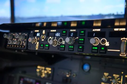 Aircraft autopilot heading controls panel display Stock Photos