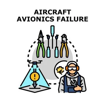 Aircraft avionics failure detecting and repairing service Stock Illustration