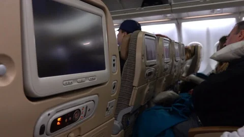 Aircraft Cabin, Computer Screen Close Up Stock Footage 71043036