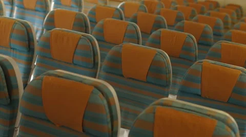 Aircraft Cabin With Rows Of Seats Stock Footage 62202699
