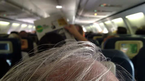 Aircraft cabin on while flying. Stock Footage 23423988