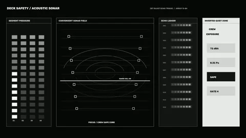 Aircraft Carrier Deck Crew Coordination HUD Seamless Loop Stock Footage 342219254