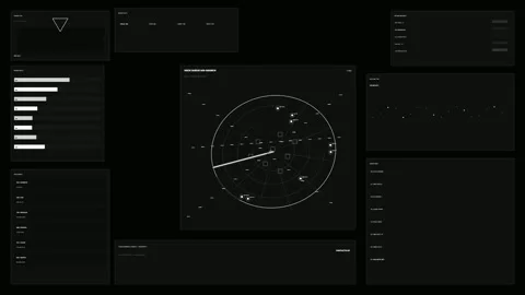 Aircraft Carrier Queue Dashboard HUD Seamless Loop Video stock 342145963