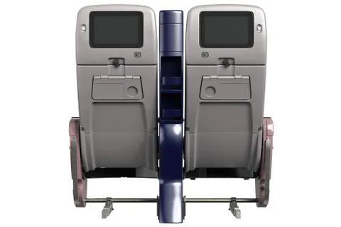 Aircraft chairs with screen, back view Stock Illustration