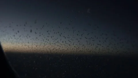 Aircraft Cloud Sky View at Sunset, Frozen Ice on Window Video stock 71042931