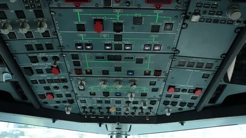 Aircraft cockpit ceiling Stock Footage 77048237